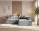 Designer Ecksofa Reno in Samt – Grau – Rechts