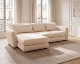 Designer Ecksofa Tino in Strukturstoff – Weiß – Links