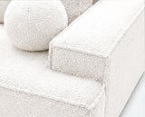 Designer 3 Sitzer Sofa Mira in Bouclé mit Schlaffunktion & Stauraum – Weiß