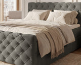 Boxspringbett Adora Samt mit Stauraum – Grau