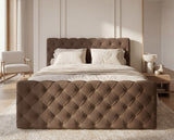 Boxspringbett Adora Samt mit Stauraum – Braun