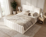 Boxspringbett Elin Samt mit Stauraum – Weiß