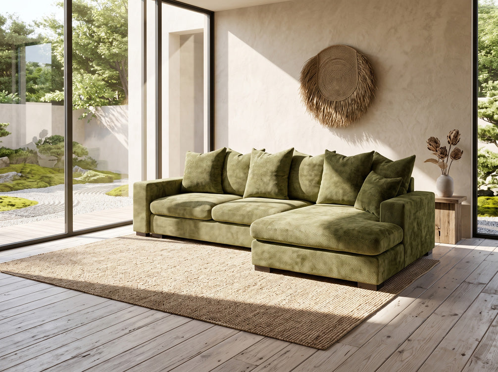 Designer Sofa Selena L mit Schlaffunktion in Strukturstoff