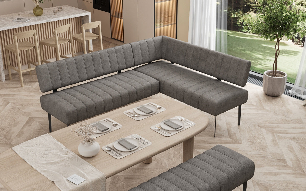 Gepolstert Iessbänk Montero aus robustem Stoff mat Metallbeen