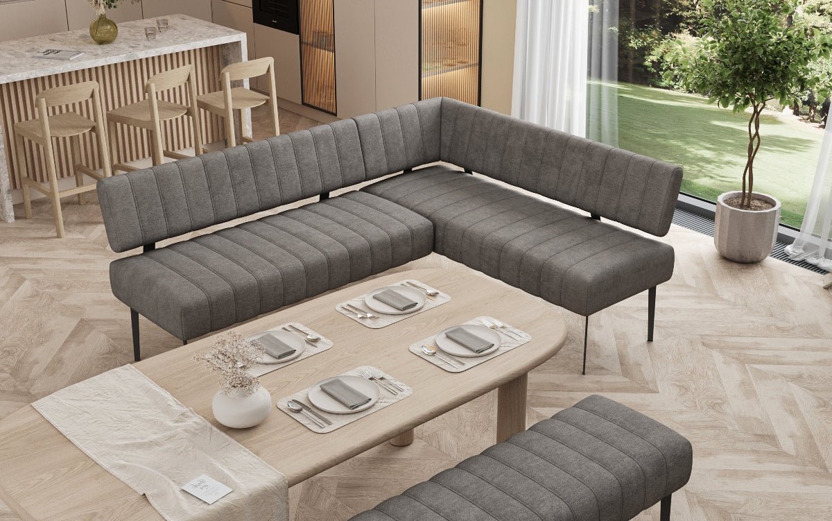 Gepolstert Iessbänk Montero aus robustem Stoff mat Metallbeen