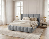 Designer Polsterbett Viola in Samt – Grau