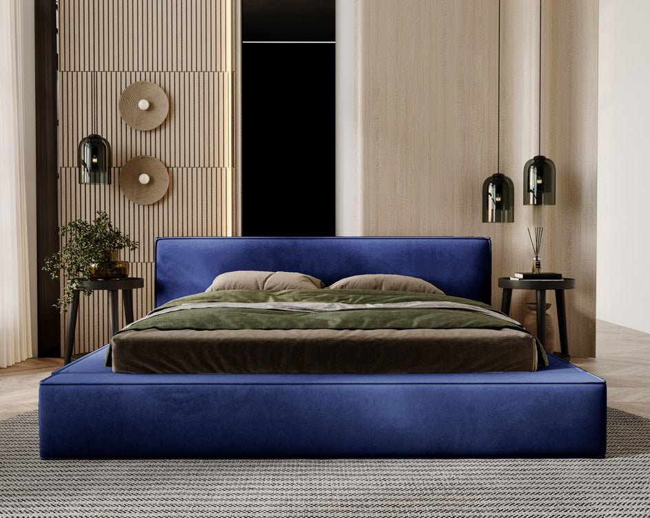 Designer Polsterbett Sleepy aus Samt mat Stauraum