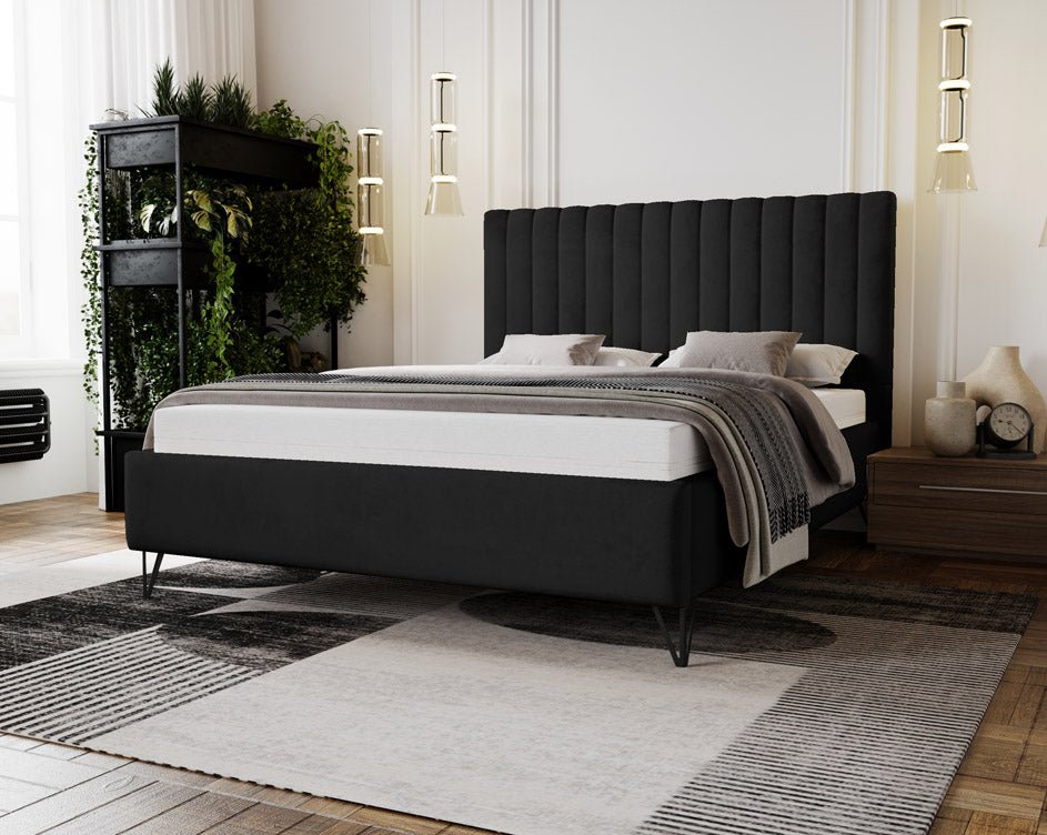 Designer Polsterbett Veleria aus Samt ouni Stauraum