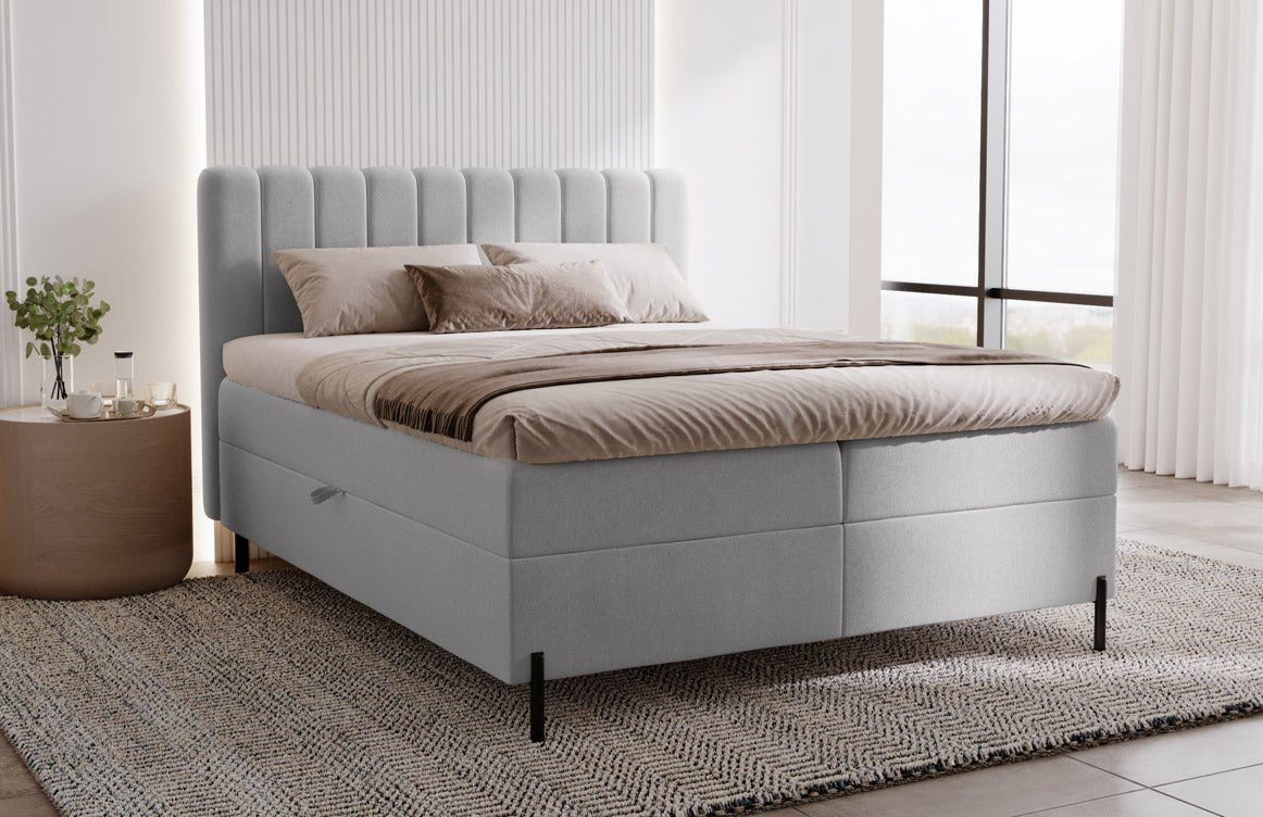 Boxspringbett Lumière aus Samt mat Stauraum