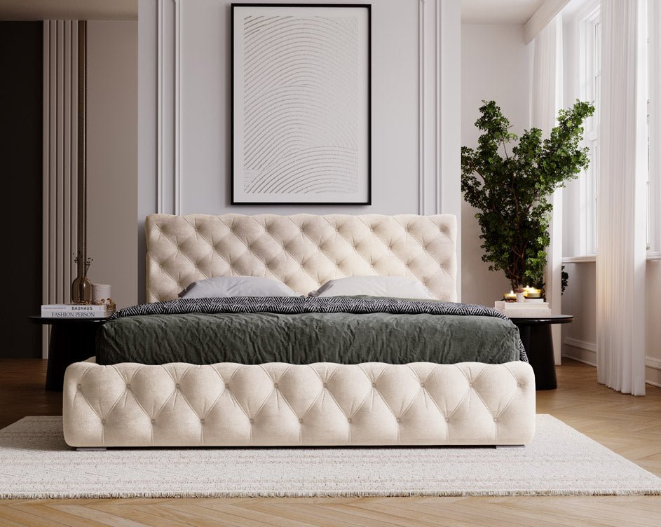 Designer Polsterbett Horizon in Samt mit Stauraum