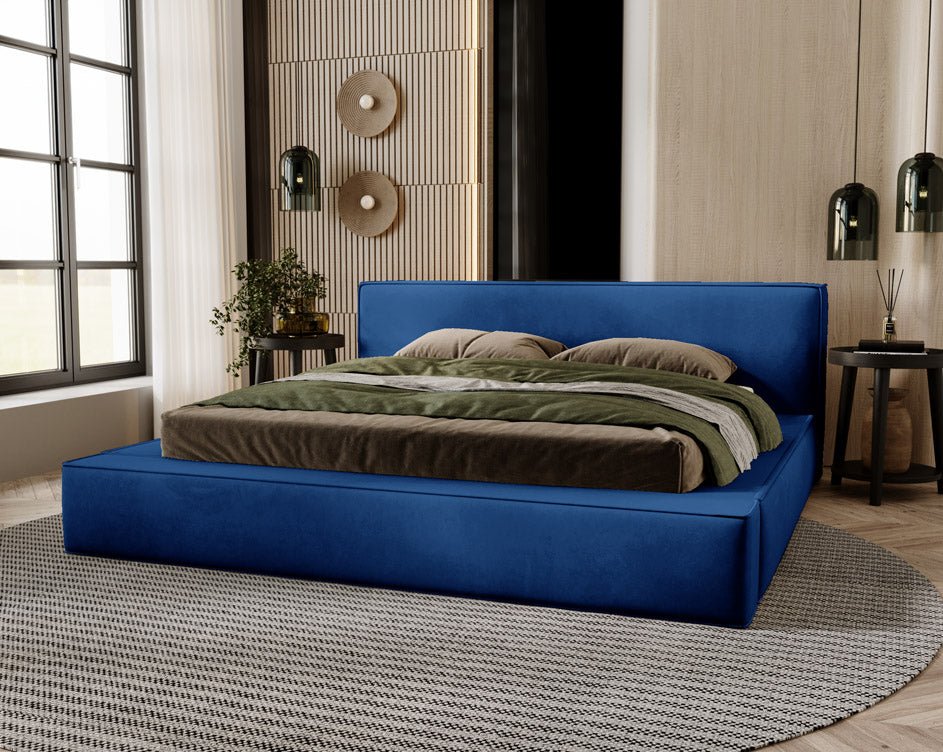 Designer Polsterbett Sleepy aus Samt mat Stauraum