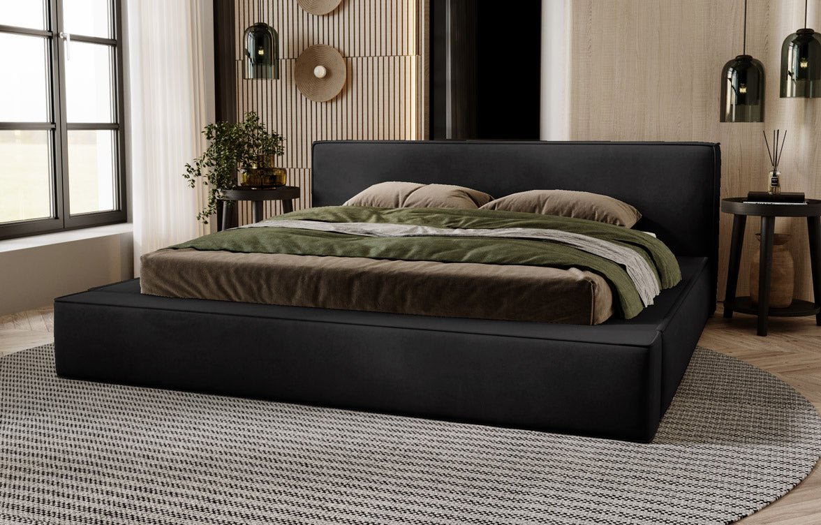 Designer Polsterbett Sleepy aus Samt mat Stauraum