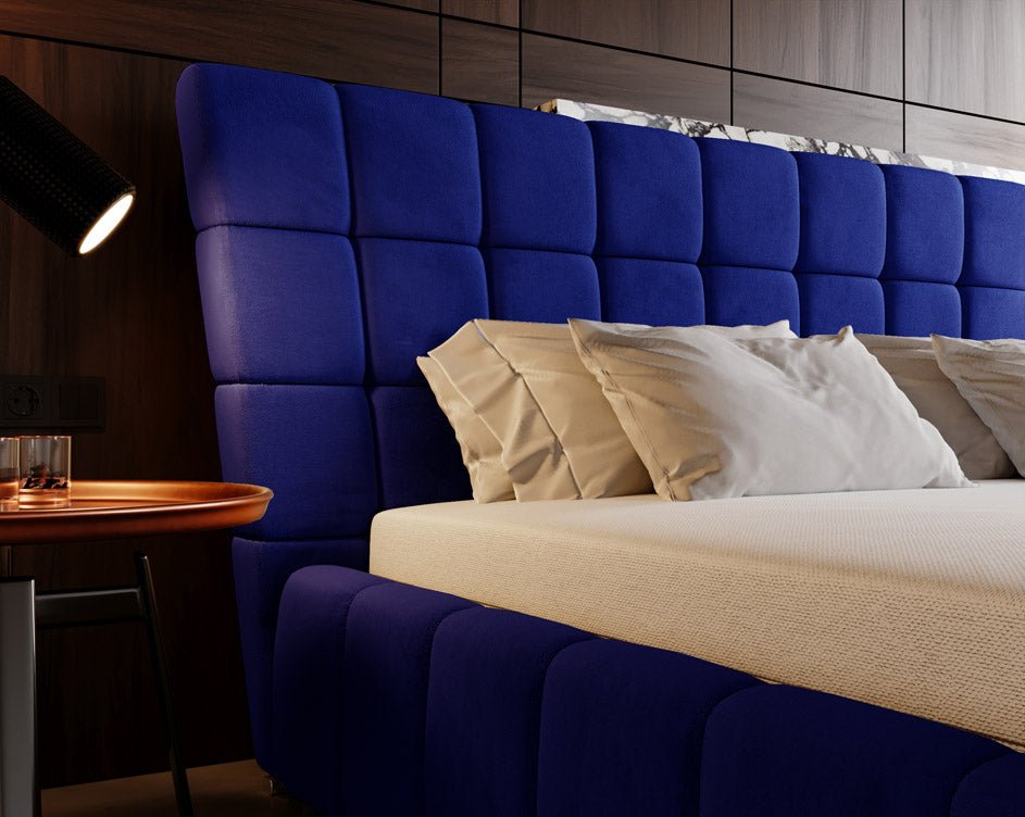 Designer Polsterbett Adore aus Samt mat Stauraum