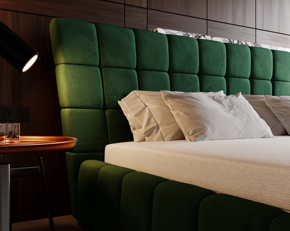 Designer Polsterbett Adore aus Samt mat Stauraum