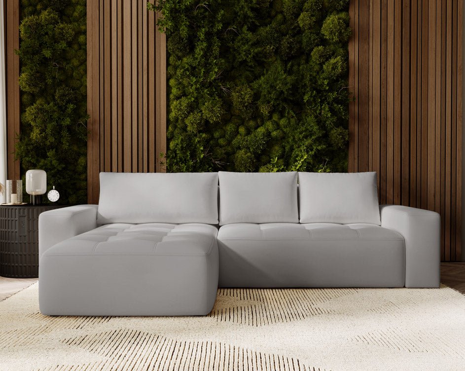 Designer Sofa Nordic Samt mat Schlofffunktioun an Stauraum