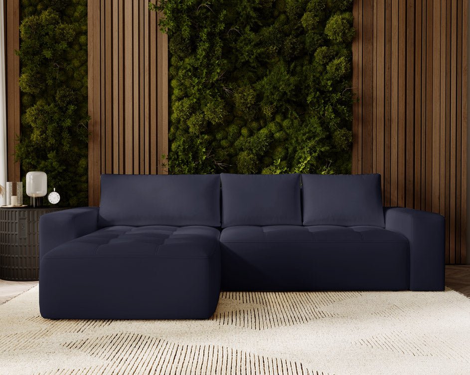 Designer Sofa Nordic Samt mat Schlofffunktioun an Stauraum