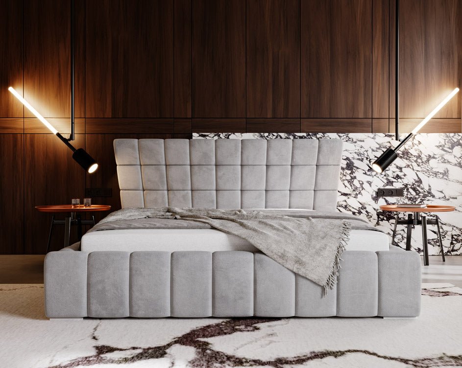 Designer Polsterbett Adore aus Samt mat Stauraum