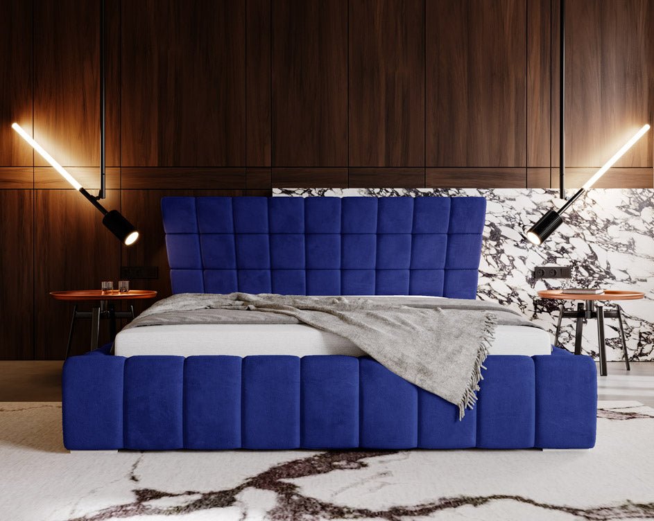 Designer Polsterbett Adore aus Samt mat Stauraum