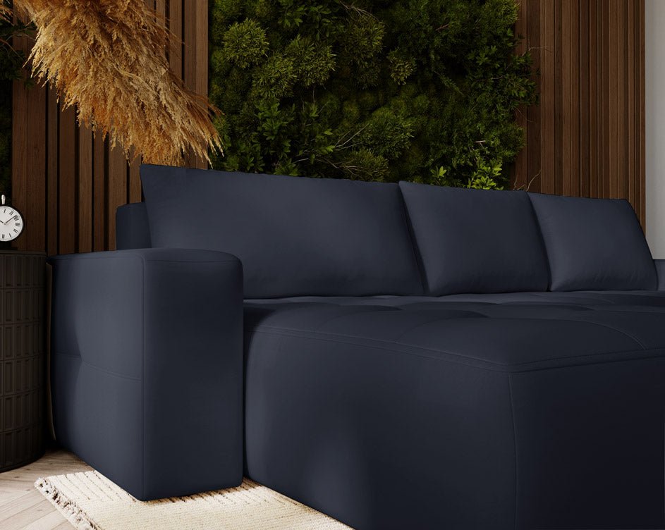 Designer Sofa Nordic Samt mat Schlofffunktioun an Stauraum