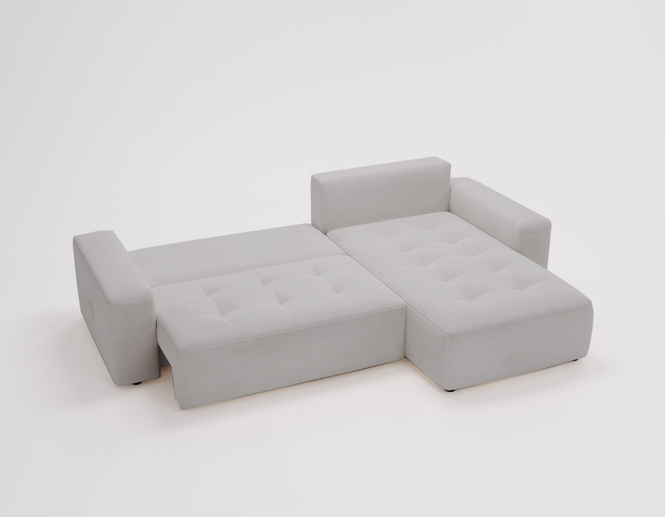 Designer Sofa Nordic Samt mat Schlofffunktioun an Stauraum