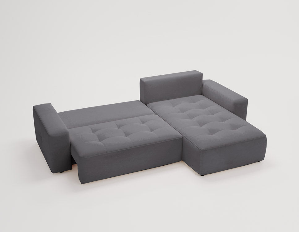 Designer Sofa Nordic Samt mat Schlofffunktioun an Stauraum