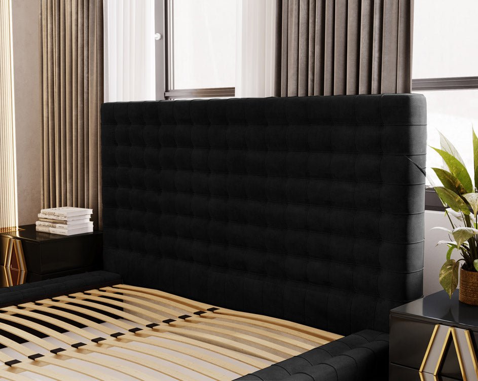 Designer Polsterbett Cloud aus Samt mat Stauraum