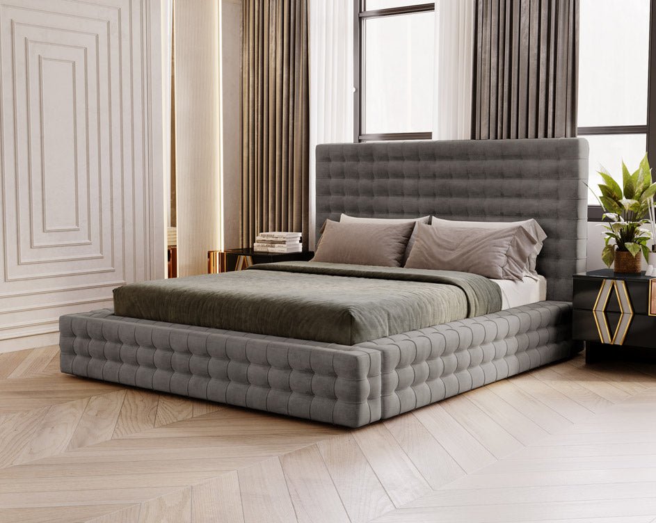 Designer Polsterbett Cloud aus Samt mat Stauraum