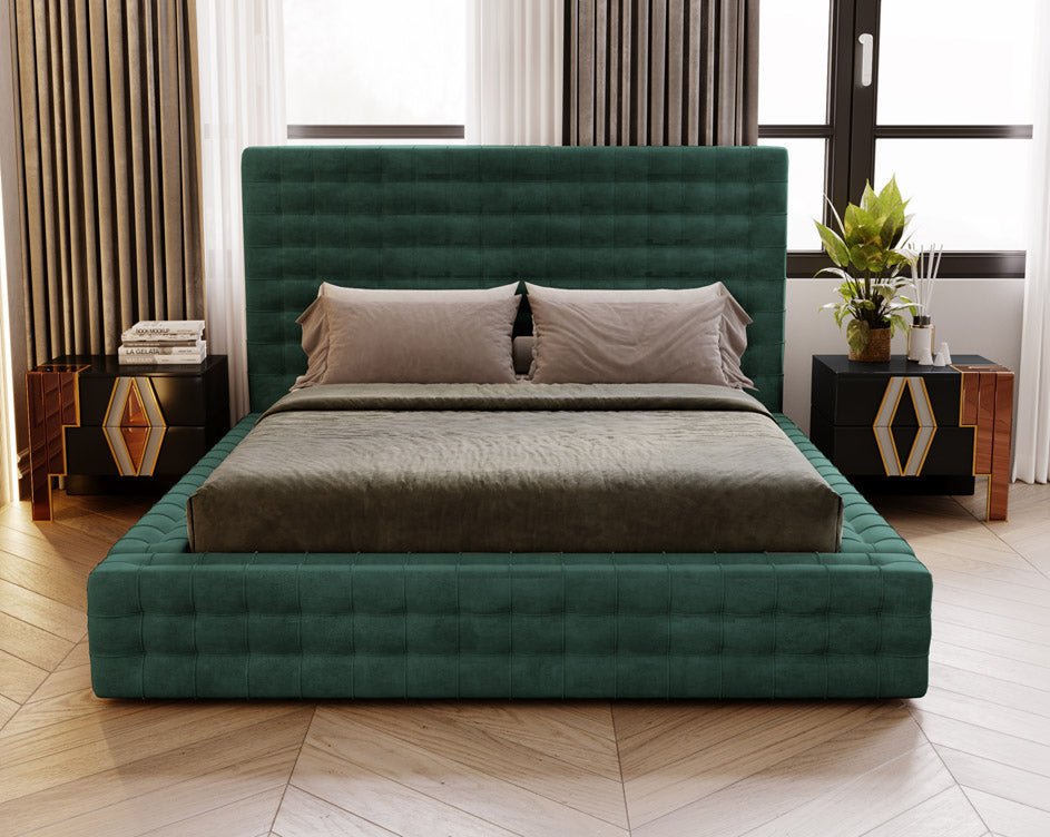 Designer Polsterbett Cloud aus Samt mat Stauraum