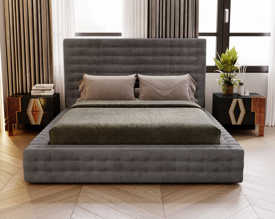 Designer Polsterbett Cloud aus Samt mat Stauraum