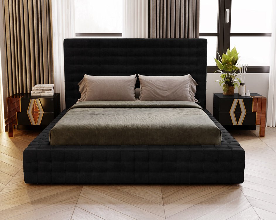 Designer Polsterbett Cloud aus Samt mat Stauraum