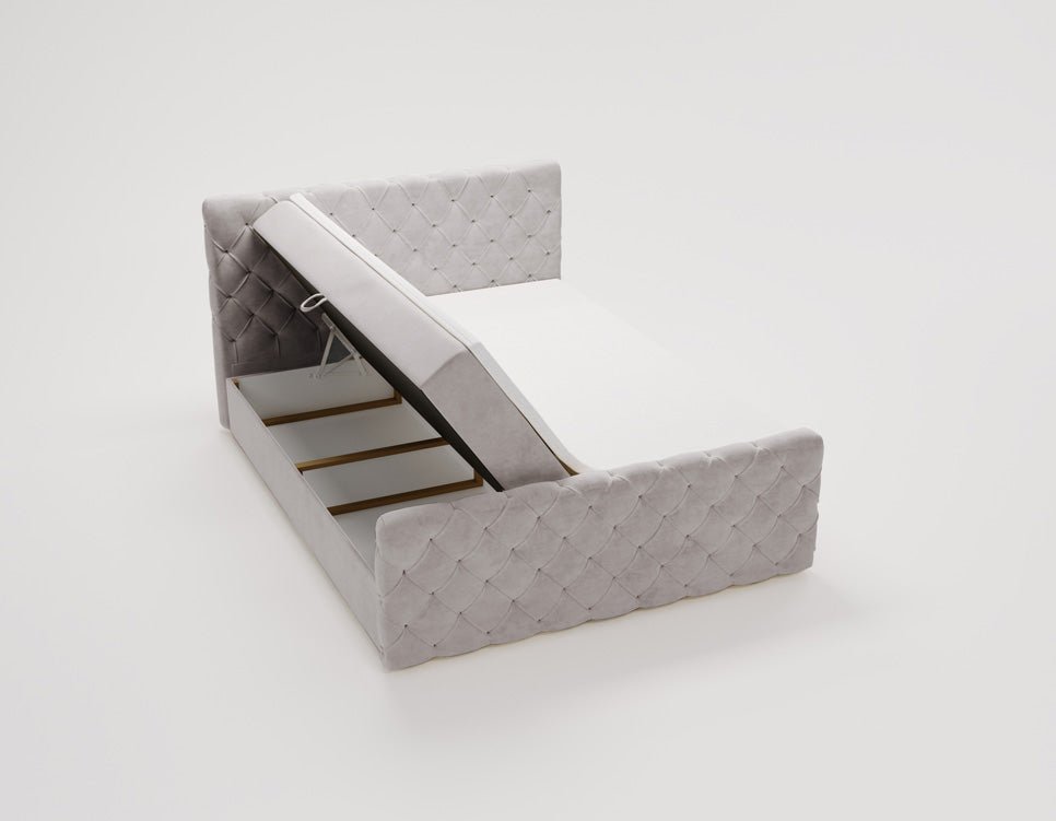 Boxspringbett Chester Samt mat Stauraum