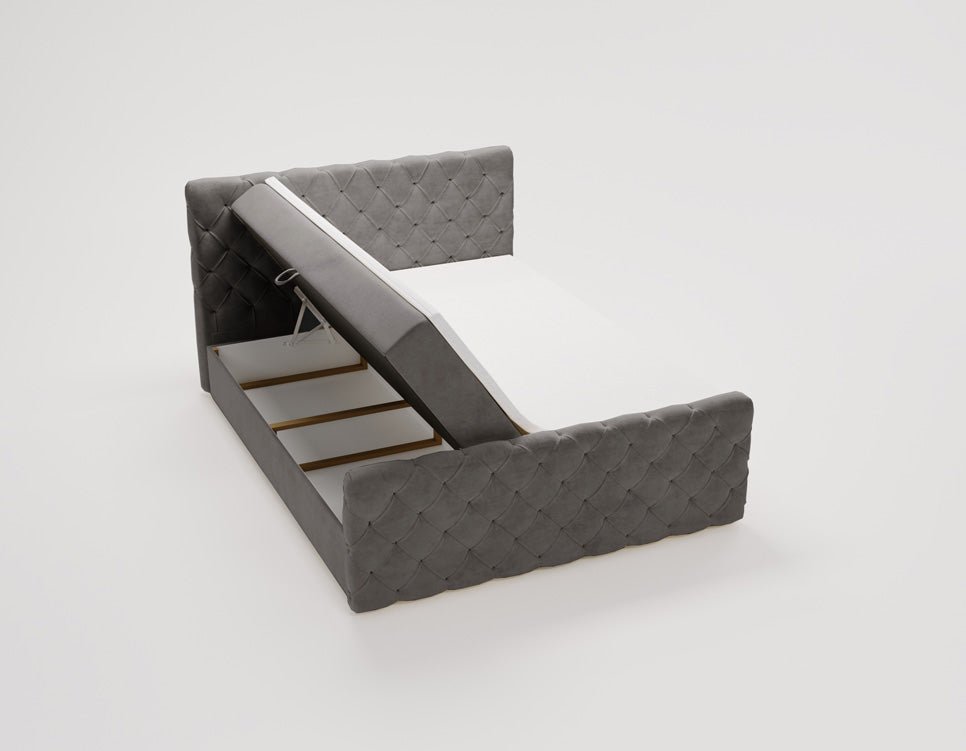 Boxspringbett Chester Samt mat Stauraum
