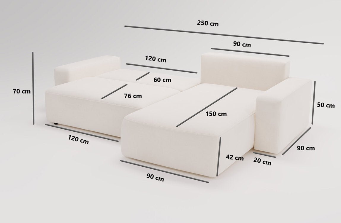 Designer Sofa Celina Samt mat Schlooffunktioun an Stauraum