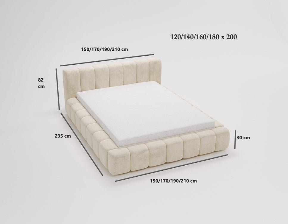 Designer Polsterbett Raphael aus Samt mat Stauraum