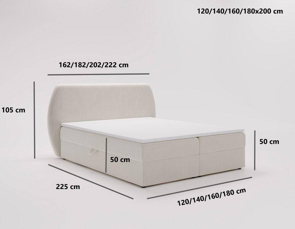 Boxspringbett Pure a Samt mat Stauraum