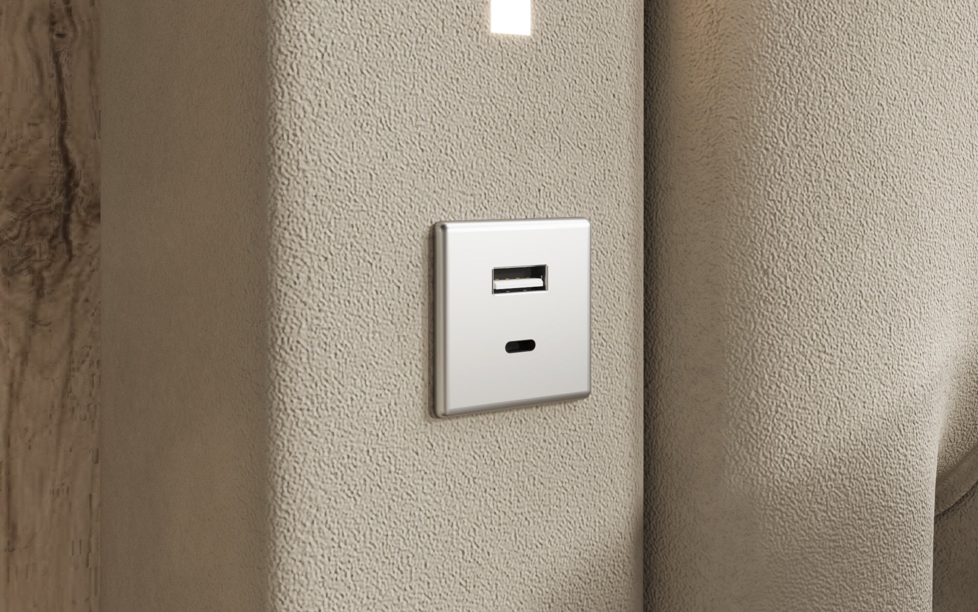 Designer Polsterbett Relina inkl. RGB, USB an Stauraum