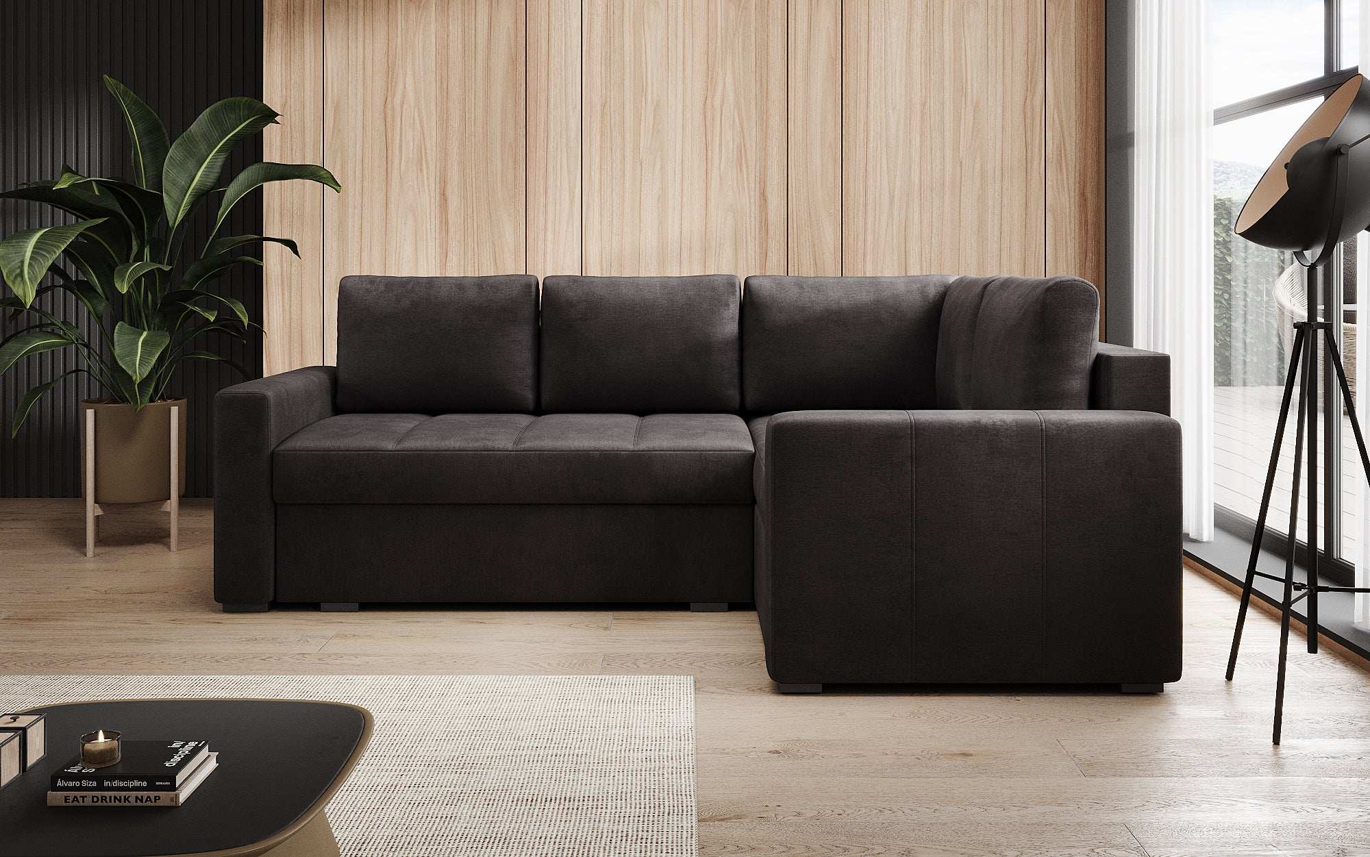Designer Sofa Cortino mat Schlooffunktioun an Stauraum