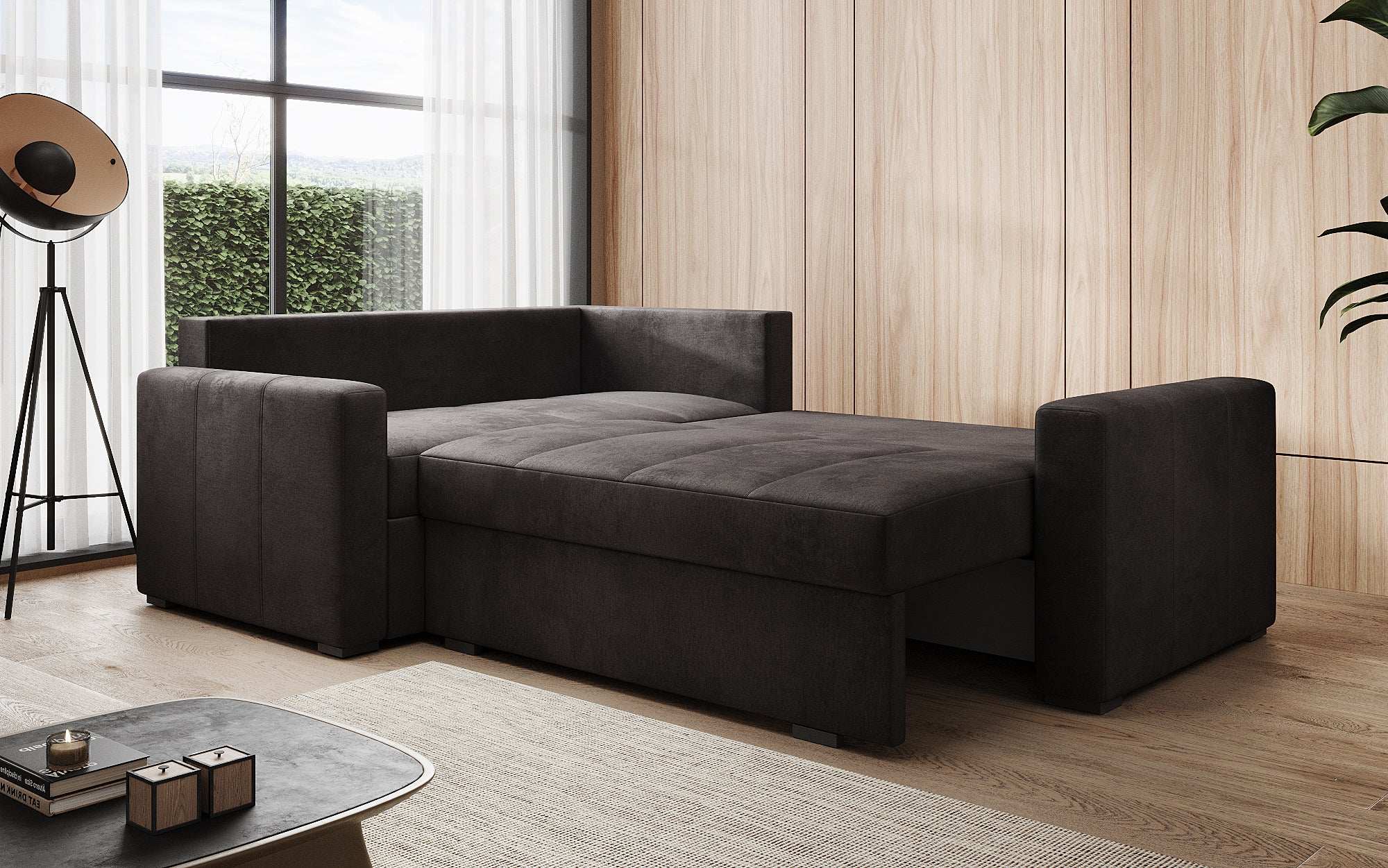 Designer Sofa Cortino mat Schlooffunktioun an Stauraum