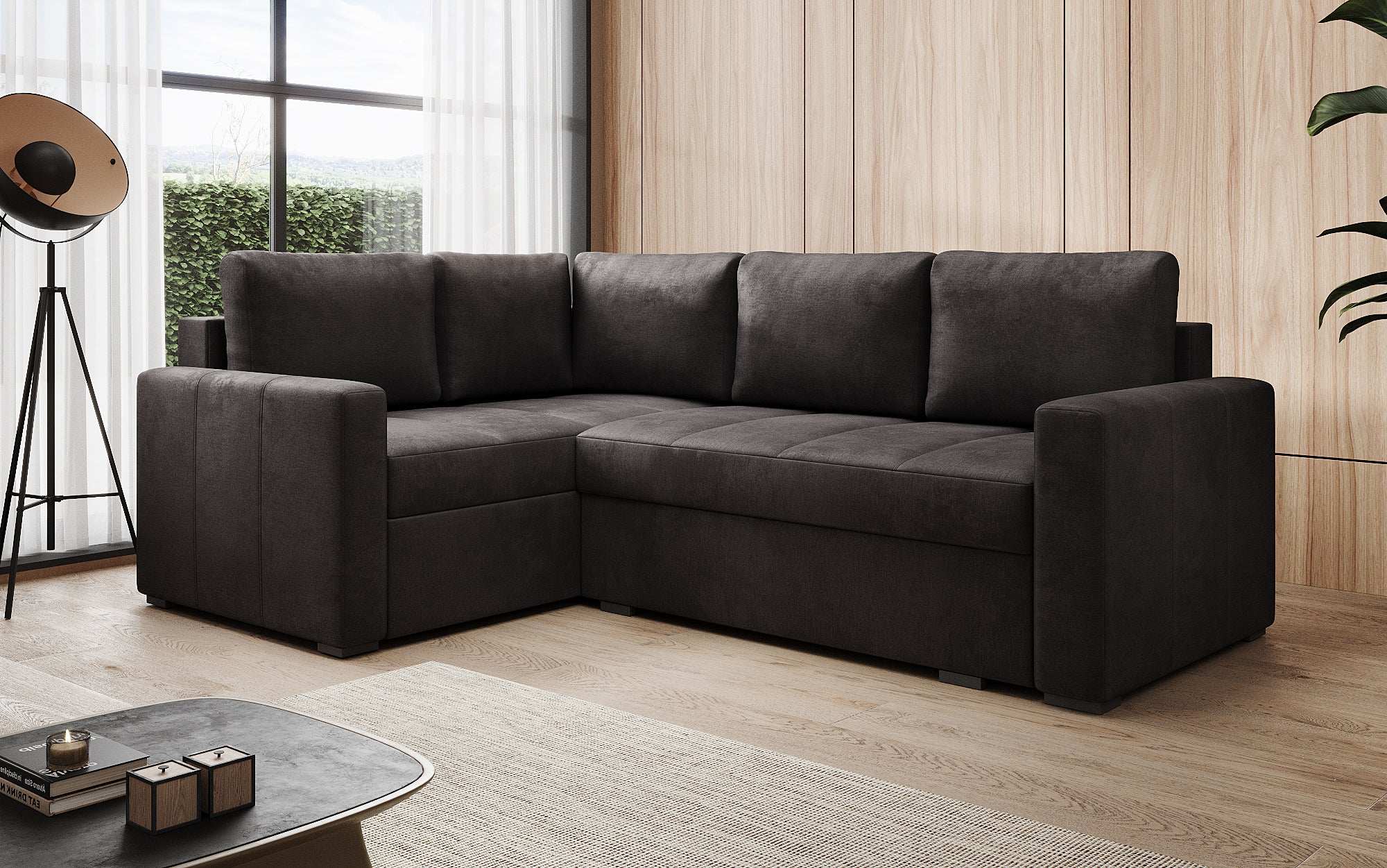 Designer Sofa Cortino mat Schlooffunktioun an Stauraum