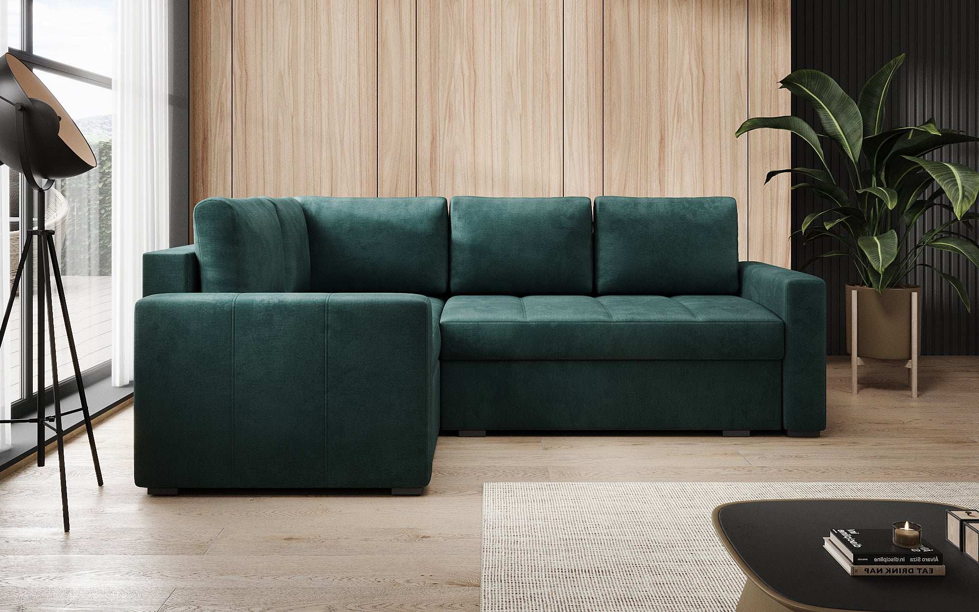 Designer Sofa Cortino mat Schlooffunktioun an Stauraum