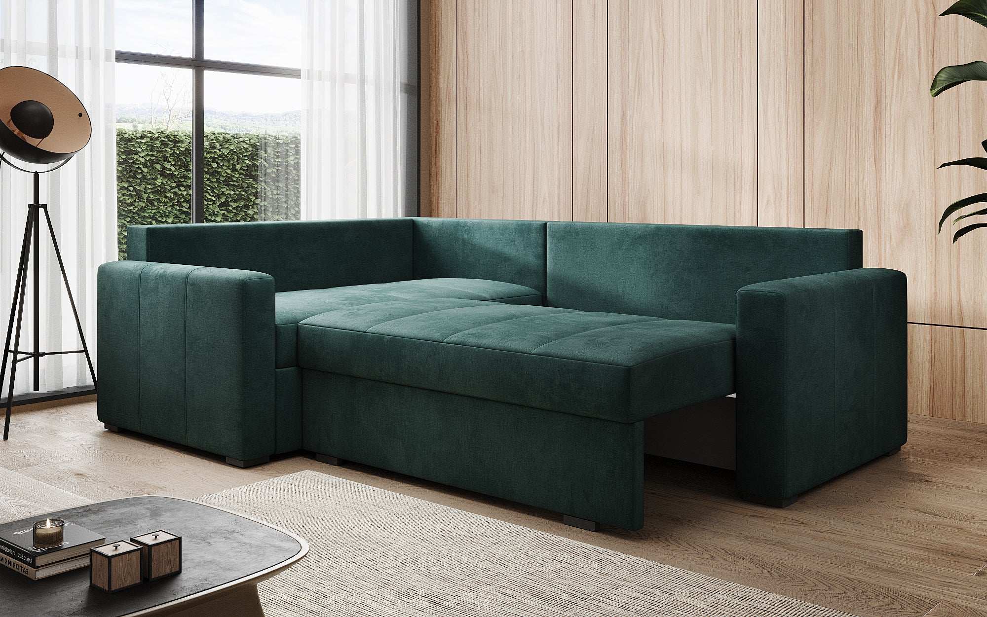 Designer Sofa Cortino mat Schlooffunktioun an Stauraum