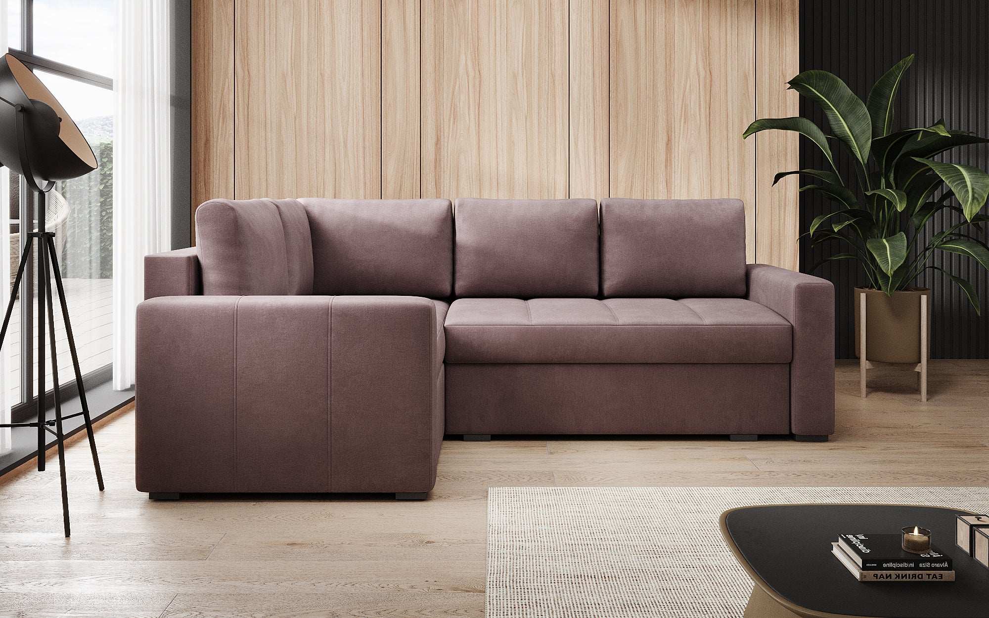 Designer Sofa Cortino mat Schlooffunktioun an Stauraum
