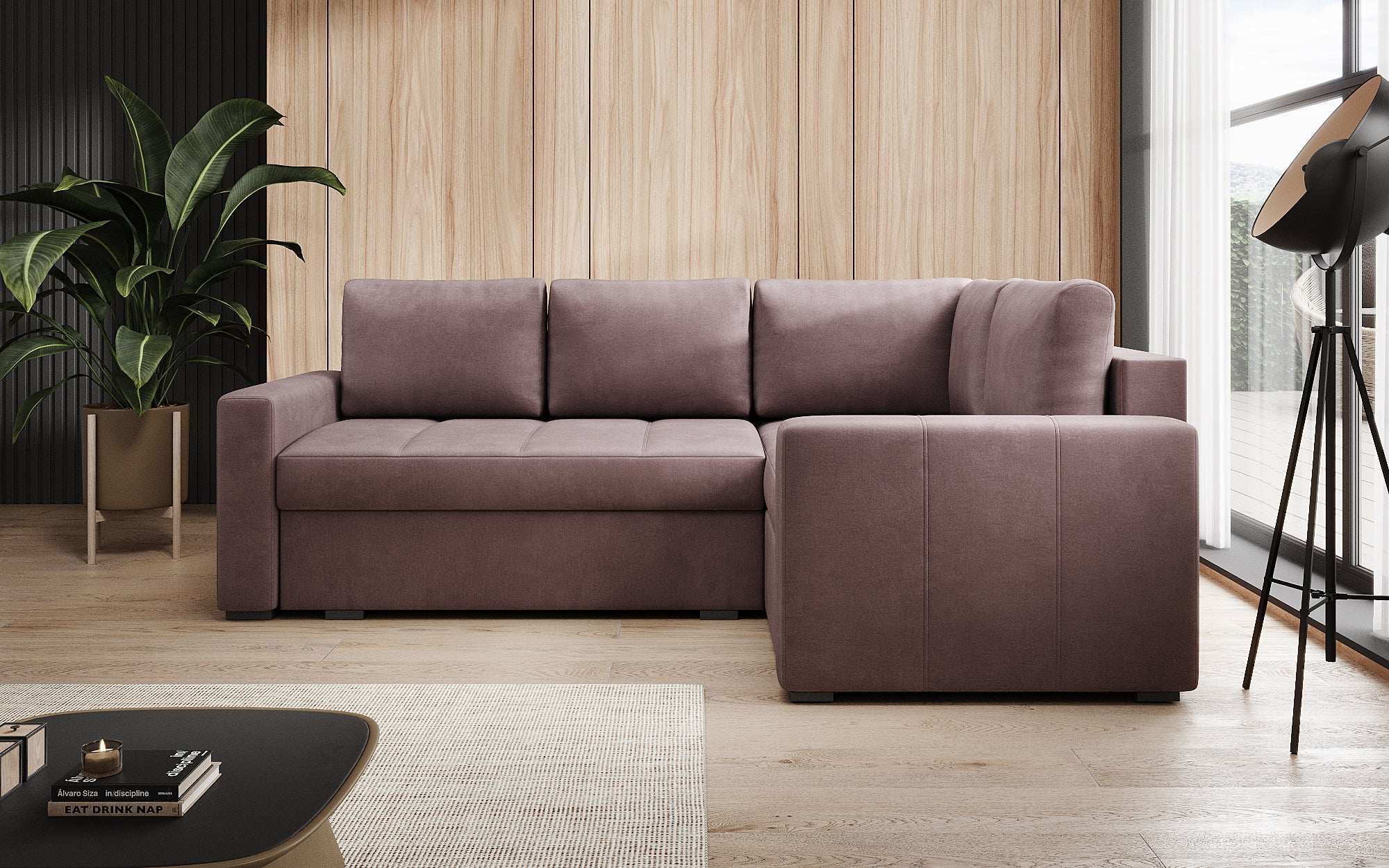 Designer Sofa Cortino mat Schlooffunktioun an Stauraum