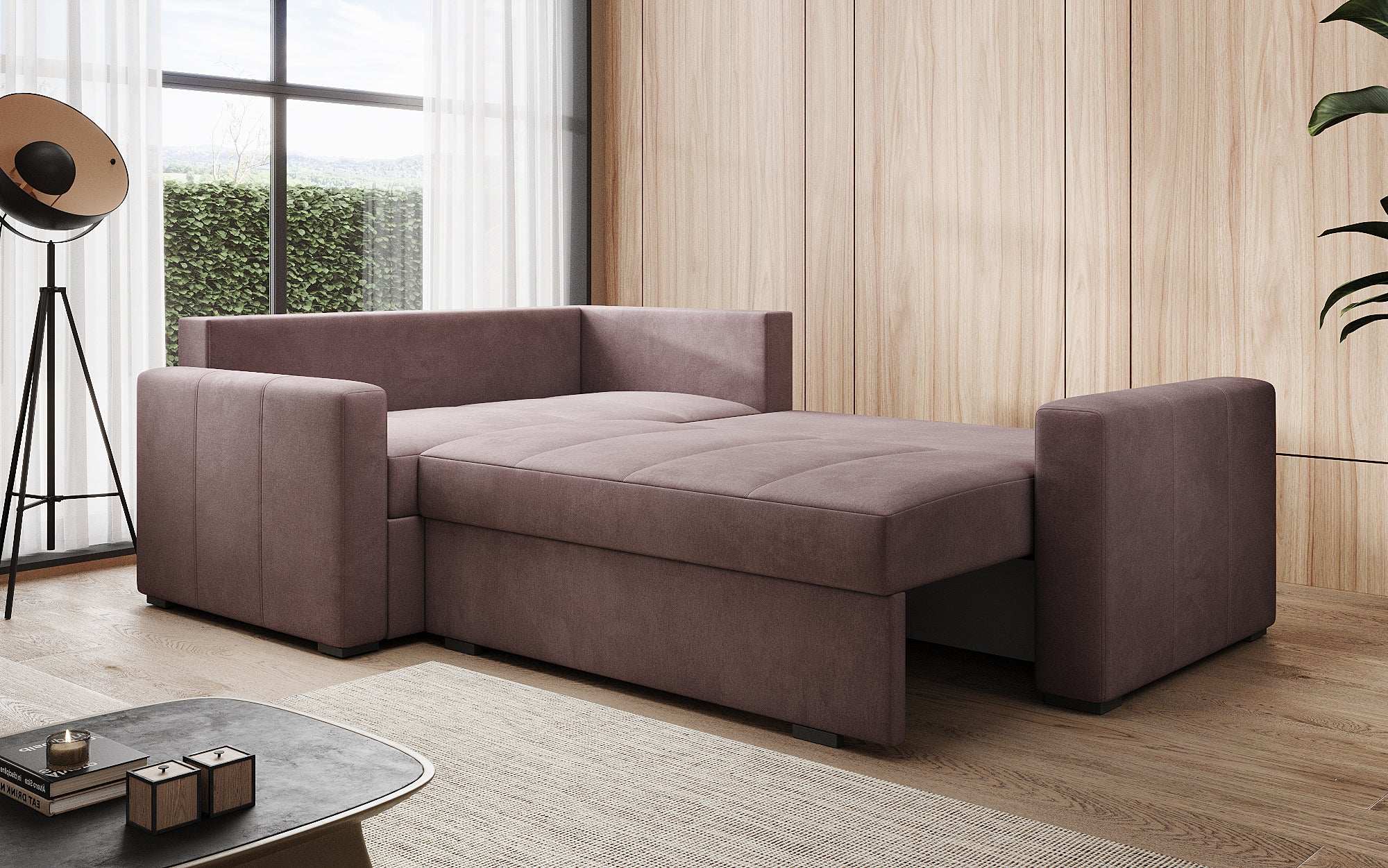 Designer Sofa Cortino mat Schlooffunktioun an Stauraum