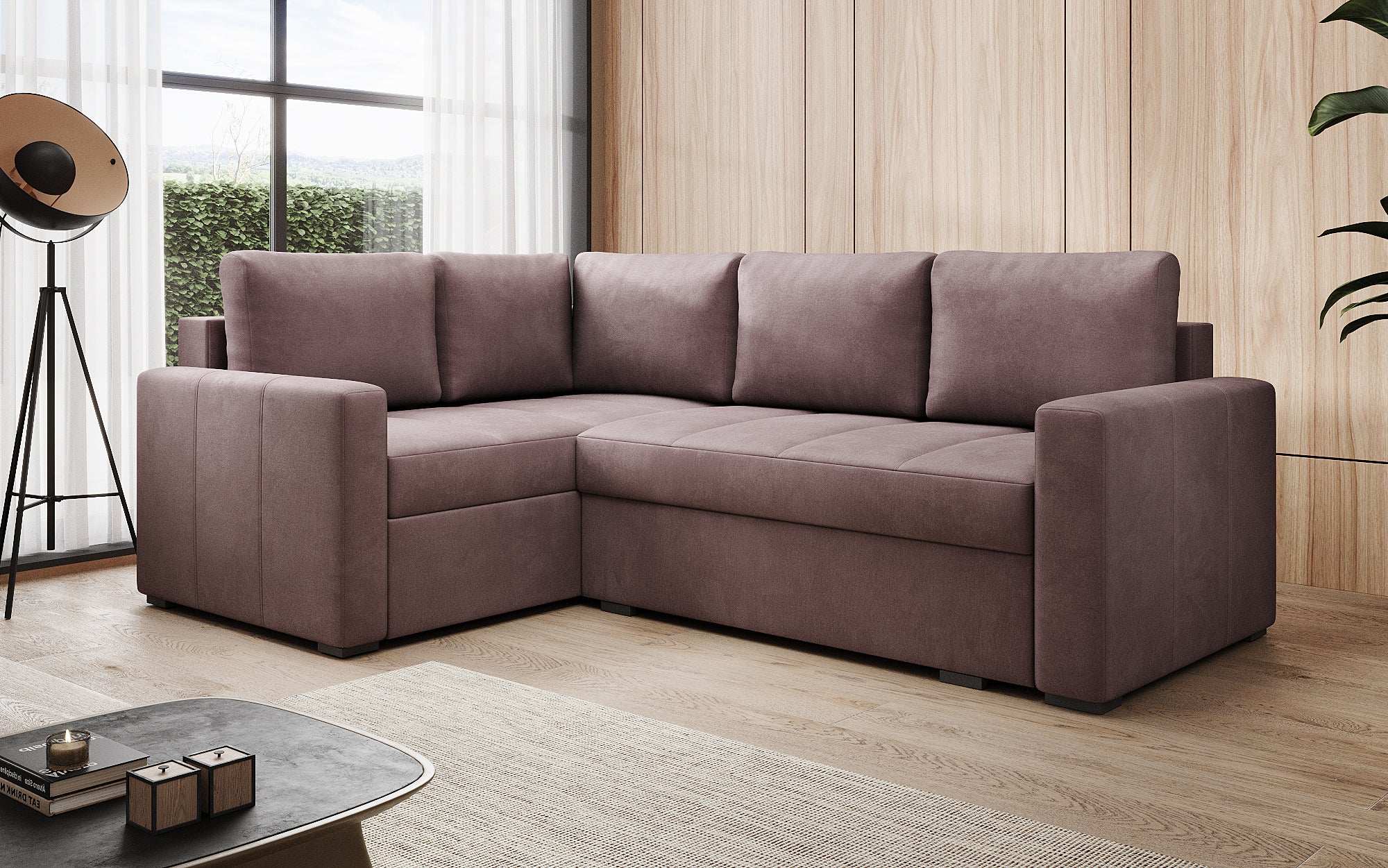Designer Sofa Cortino mat Schlooffunktioun an Stauraum
