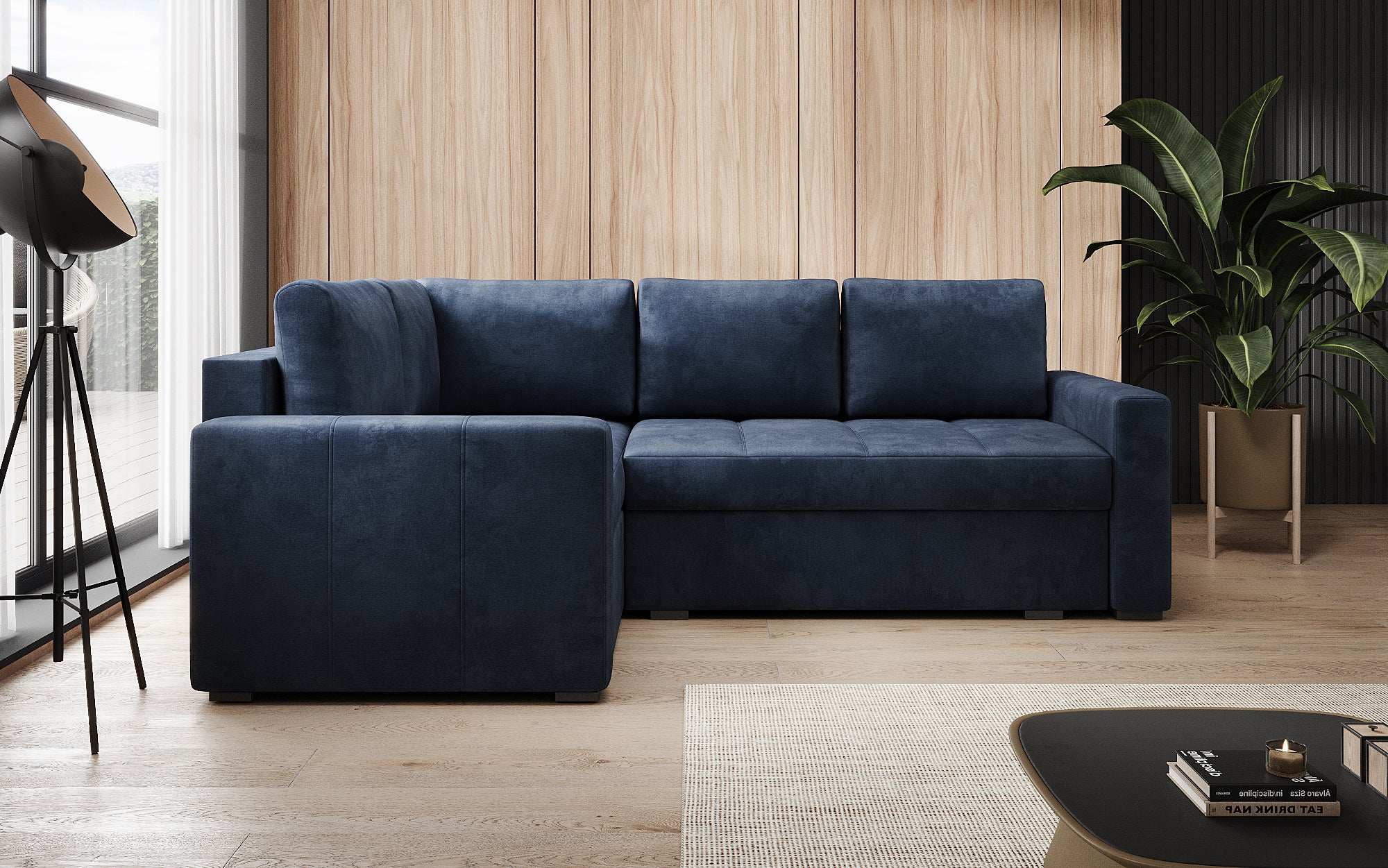 Designer Sofa Cortino mat Schlooffunktioun an Stauraum