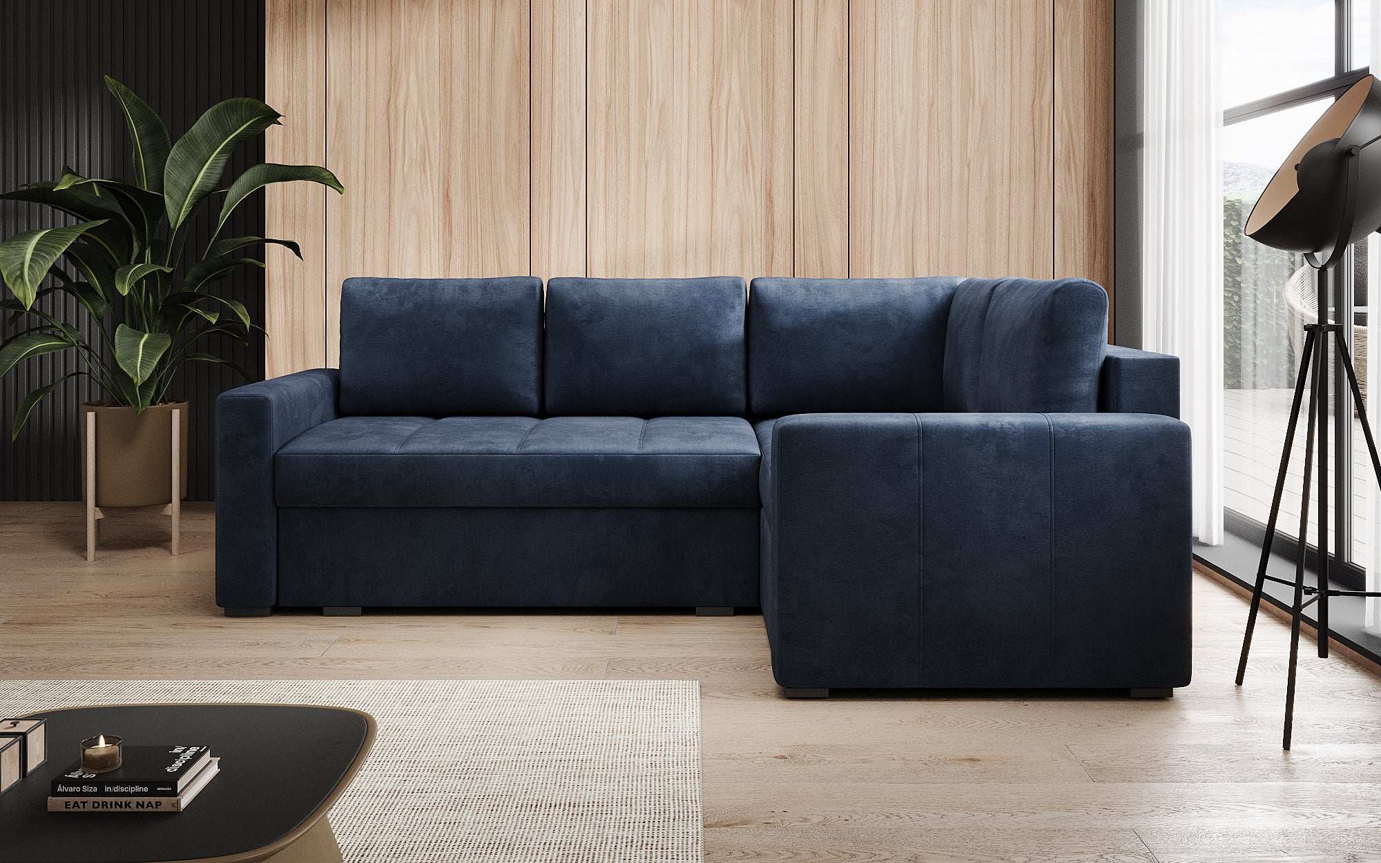 Designer Sofa Cortino mat Schlooffunktioun an Stauraum