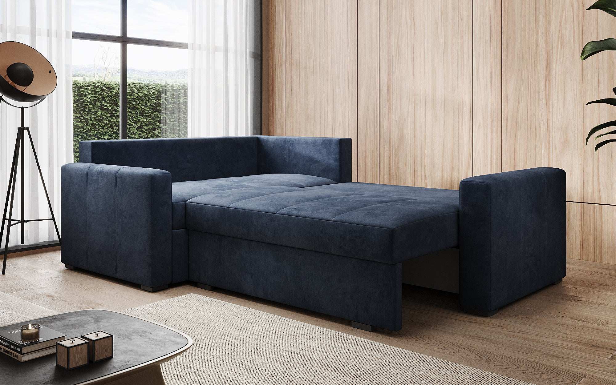 Designer Sofa Cortino mat Schlooffunktioun an Stauraum