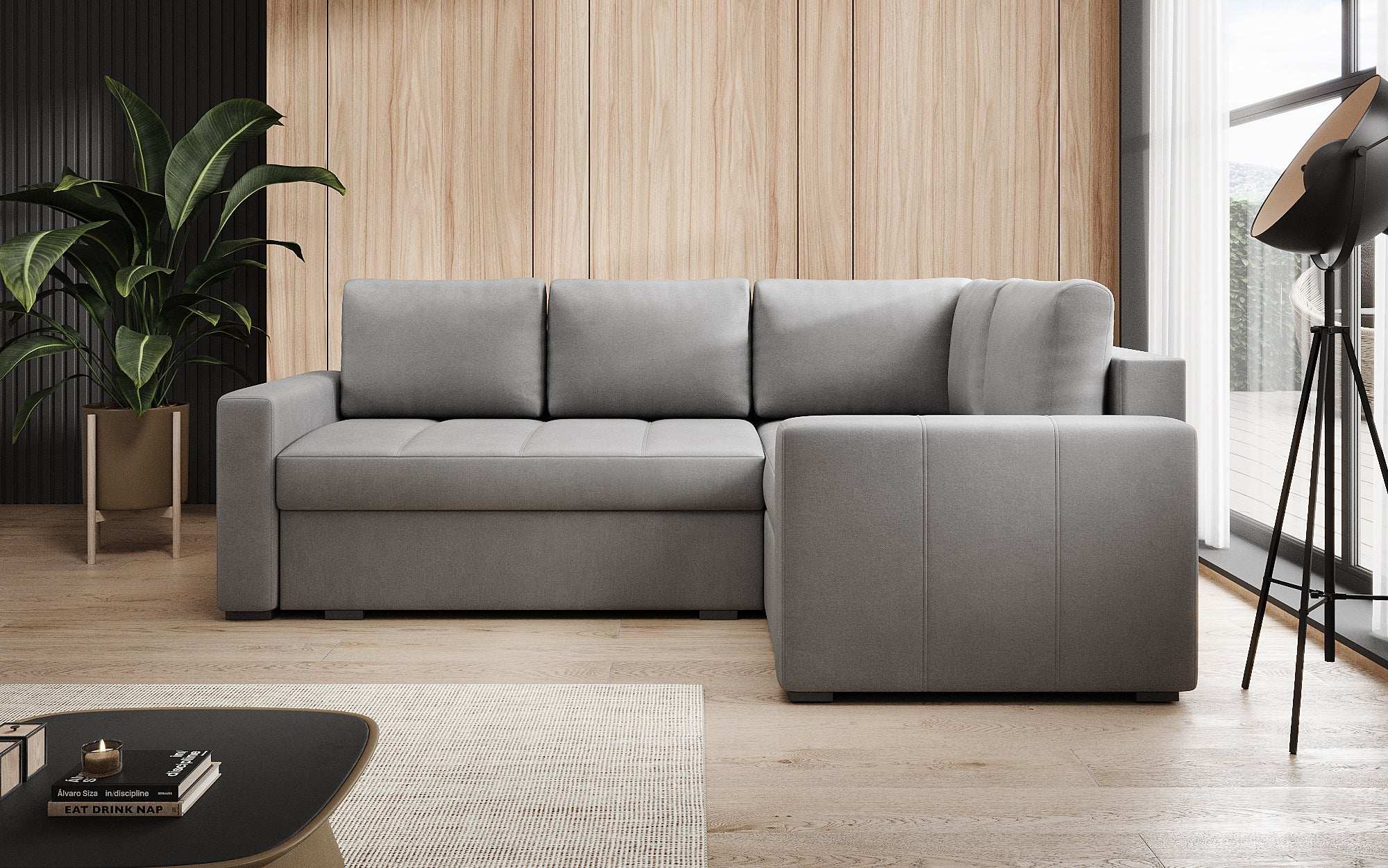 Designer Sofa Cortino mat Schlooffunktioun an Stauraum