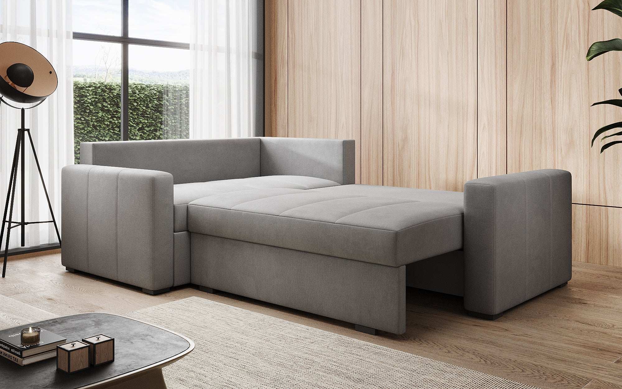 Designer Sofa Cortino mat Schlooffunktioun an Stauraum